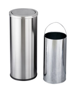Thùng rác khách sạn hành lang thang máy inox nắp lật TRS-2