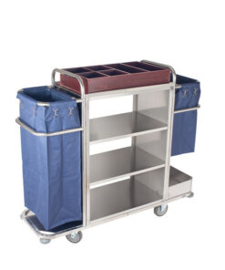 Xe đẩy khách sạn xe dọn buồng phòng 2 túi inox XDBP-3