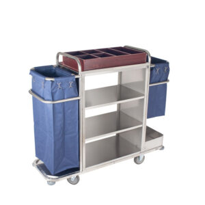Xe đẩy khách sạn xe dọn buồng phòng 2 túi inox XDBP-3