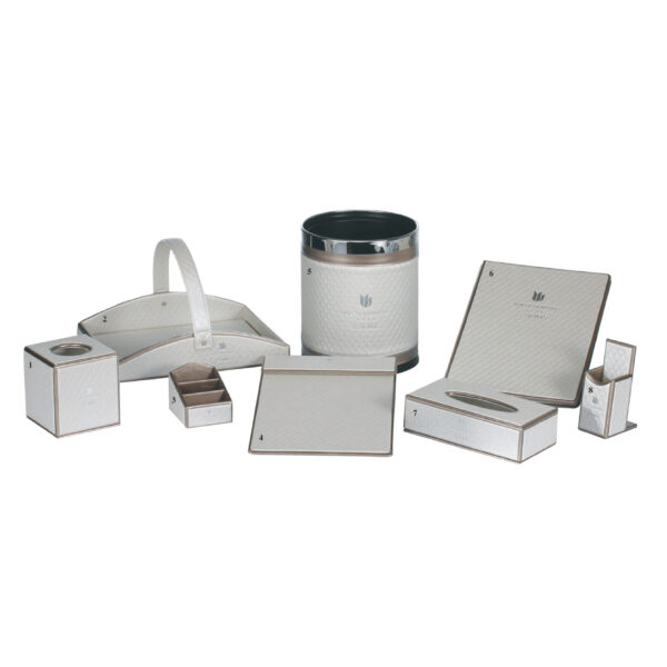 Bộ đồ da khách sạn 8 món vân ô trám BD-111