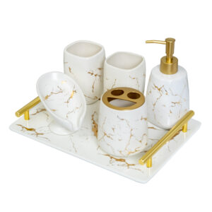 Bộ đồ sứ khách sạn set 6 món sứ vân vàng BDS-1