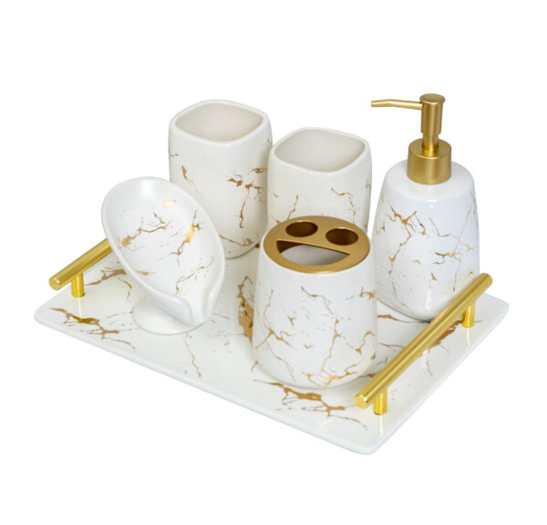 Bộ đồ sứ khách sạn set 6 món sứ vân vàng BDS-1