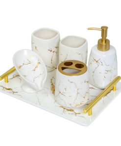 Bộ đồ sứ khách sạn set 6 món sứ vân vàng BDS-1