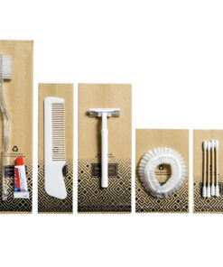Bộ đồ amenities khách sạn set 5 món túi giấy kraft lõi nhựa trắng