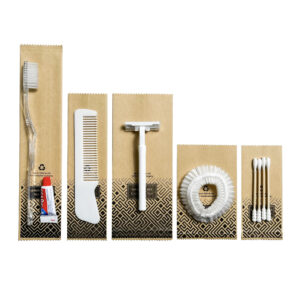 Bộ đồ amenities khách sạn set 5 món túi giấy kraft lõi nhựa trắng