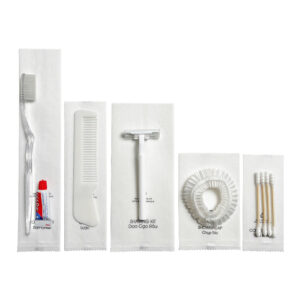 Bộ đồ amenities khách sạn set 5 món túi vải không dệt lõi nhựa trắng