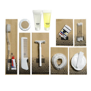Bộ đồ amenities khách sạn combo 10 món túi kraft lõi nhựa trắng