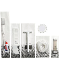 Bộ đồ amenities khách sạn combo 6 món túi giấy trắng lõi nhựa trắng