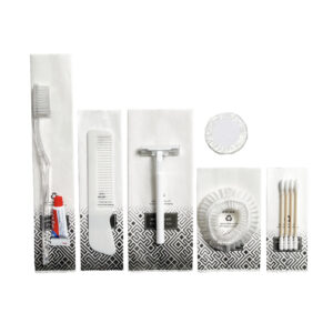 Bộ đồ amenities khách sạn combo 6 món túi giấy trắng lõi nhựa trắng