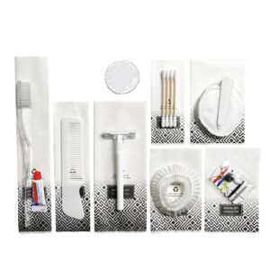 Bộ đồ amenities khách sạn combo 8 món túi giấy trắng lõi nhựa trắng